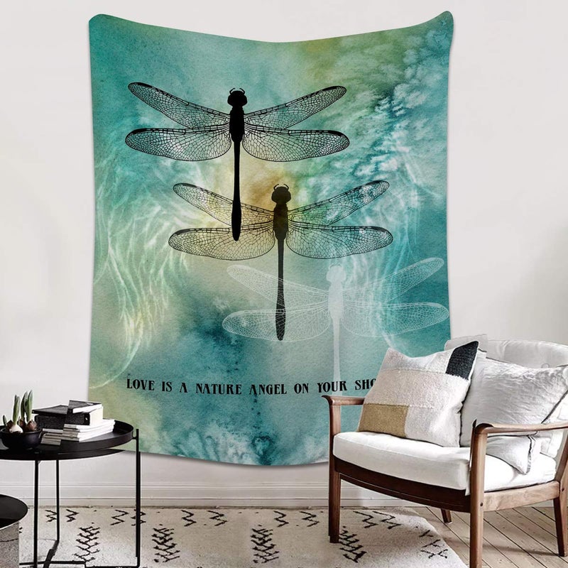 SODIKA Flannel Fleece Light Weight Luxurious Super Soft Cozy Fuzzy Throw Blanket for Couch Chair All Seasons,Love is A Nature Angel On Your Shoulder Ink Dtyle Dragonfly Painting 40"x50" - Image 3